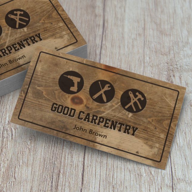 Handyman Professional Carpenter Repair Wood Business Card (Creator Uploaded)