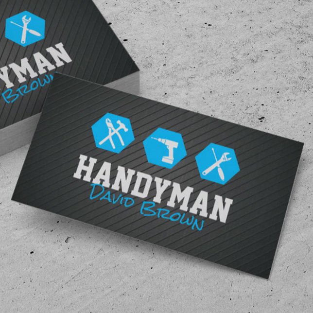 Handyman Professional House Repair Blue Metal Business Card (Creator Uploaded)