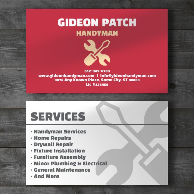 Handyman Professional Red Business Card (Creator Uploaded)