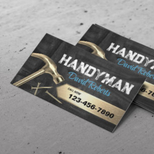 Handyman Repair & Maintenance Gold Hammer Business Card