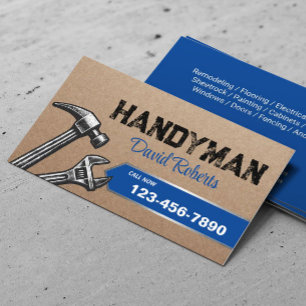 Handyman Repair & Maintenance Service Blue Business Card
