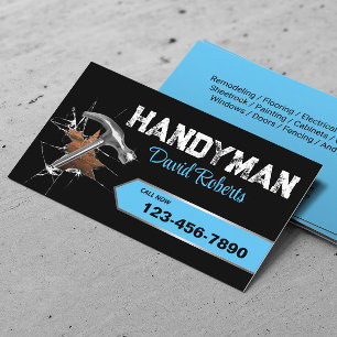 Handyman Repair & Maintenance Service Blue Label Business Card