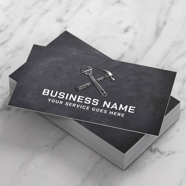 Handyman Repair Maintenance Service Chalkboard Business Card (Creator Uploaded)