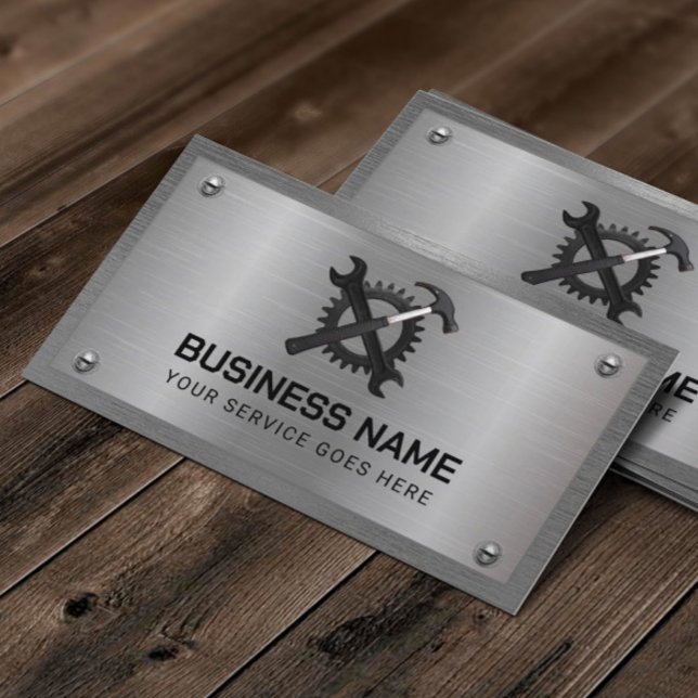 Handyman Repair Maintenance Service Cool Metal Business Card (Creator Uploaded)