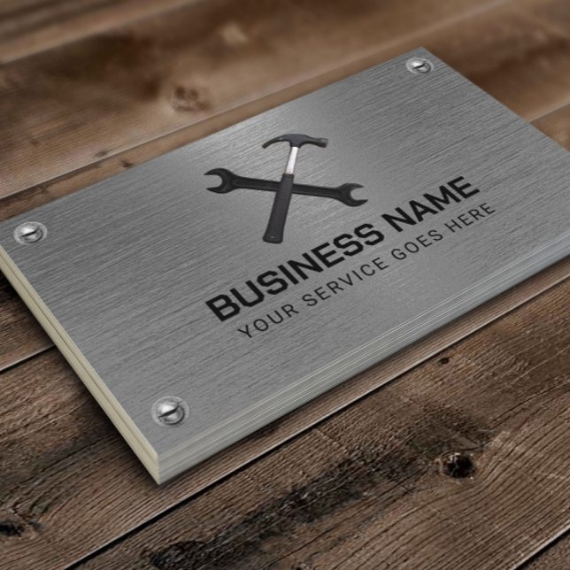 Handyman Repair Maintenance Service Faux Metal Business Card (Creator Uploaded)