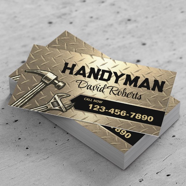 Handyman Repair & Maintenance Service Modern Gold Business Card (Creator Uploaded)