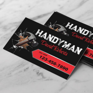 Handyman Repair & Maintenance Service Red Label Business Card