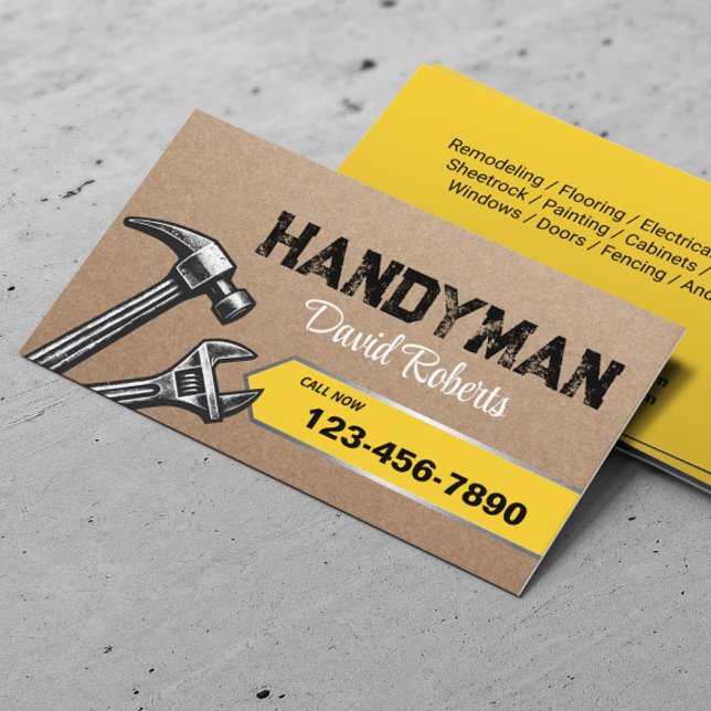 Handyman Repair Maintenance Service Vintage Kraft Business Card (Creator Uploaded)