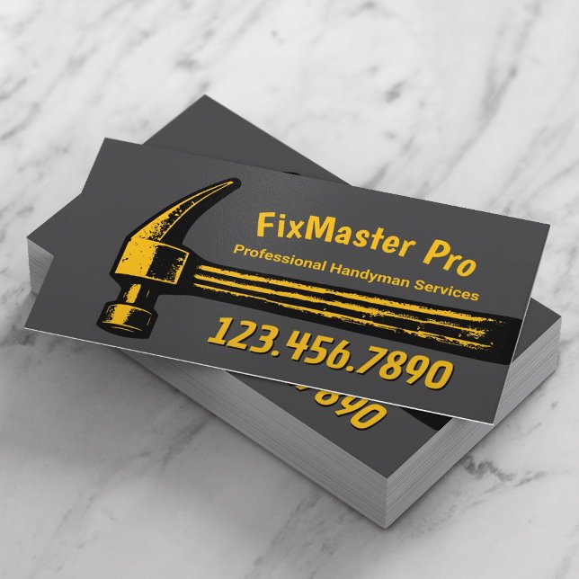 Handyman Repair Service Big Hammer Fix Master Business Card (Creator Uploaded)