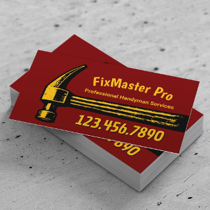 Handyman Repair Service Big Hammer Fix Master Red Business Card
