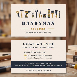 Handyman Rustic Cream Gold Tools Custom Business Card