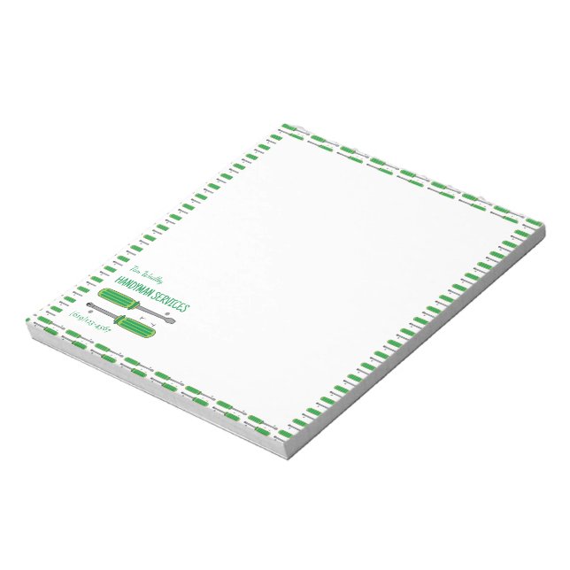 Handyman Services Business Personalised Notepad (Rotated)