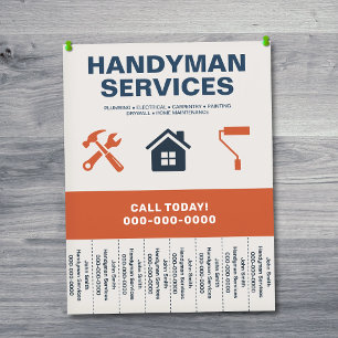 Handyman Services Flyer with Tear-Off Tabs