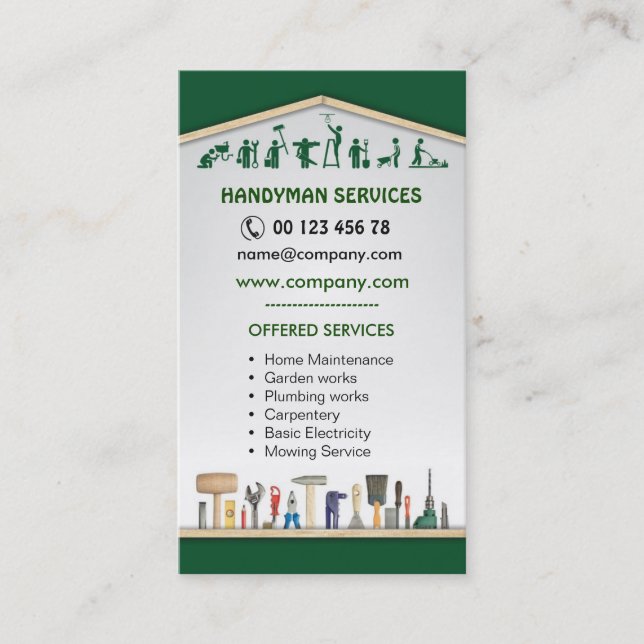 Handyman services, home maintenance business card (Front)