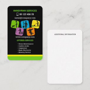 Handyman services, home maintenance business card