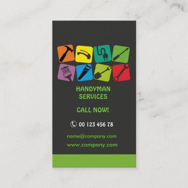 Handyman services, home maintenance business card (Front)