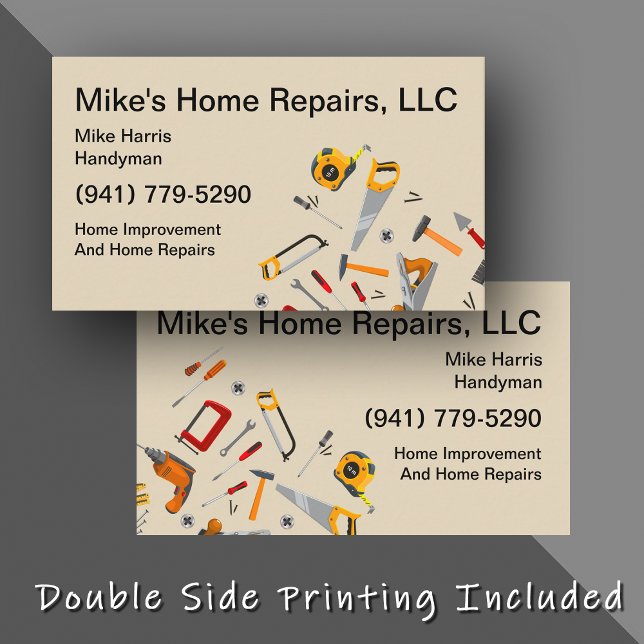 Handyman Services Tools Two Side Business Card (Creator Uploaded)