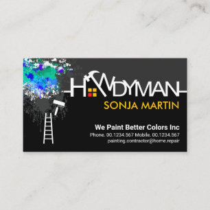 Handyman Signage Peeling Paint Splatter Business Card