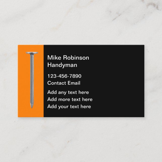 Handyman Simple Business Cards  (Front)