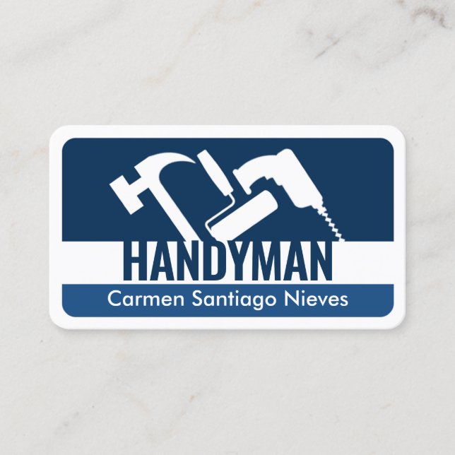 Handyman Tools Blue Layers Business Card (Front)