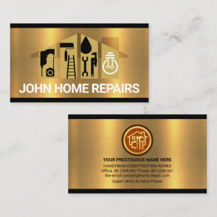 Handyman Tools Building On Gold Business Card