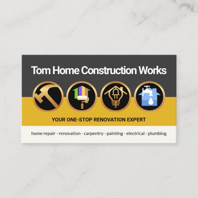 Handyman Tools Colour Layer Construction Contracto Business Card (Front)