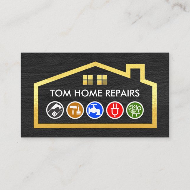 Handyman Tools Gold Building Frame Business Card (Front)