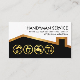 Handyman Tools Gold Rooftop Building Business Card