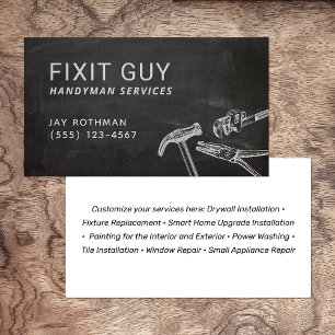 Handyman Tools, Home Improvement Rustic Business C Card