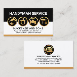Handyman Tools On Black Brown Layers Business Card