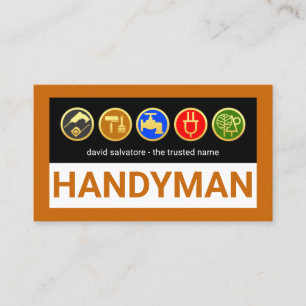 Handyman Tools On Brown Border Business Card