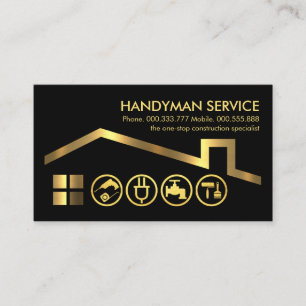 Handyman Tools On Gold Rooftop Business Card