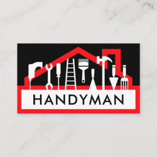 Handyman Tools On Red Rooftop Business Card