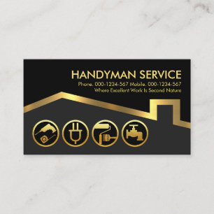 Handyman Tools On Rooftop Building Business Card