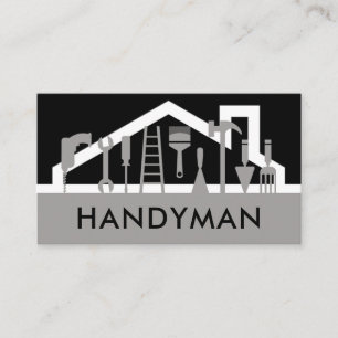 Handyman Tools Roof Silhouette Business Card