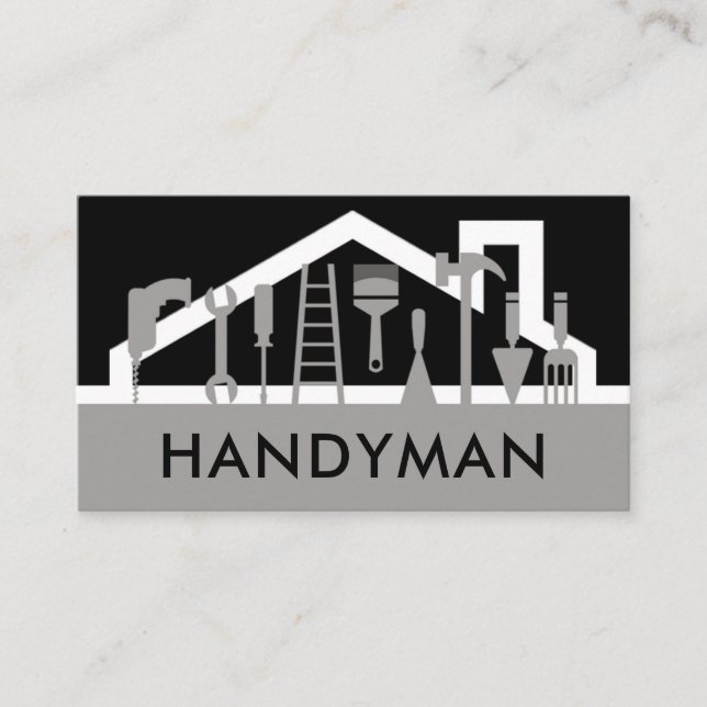 Handyman Tools Roof Silhouette Business Card (Front)