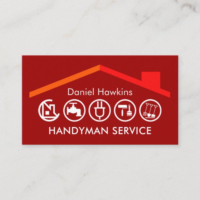 Handyman Tools Rooftop Building Business Card (Front)