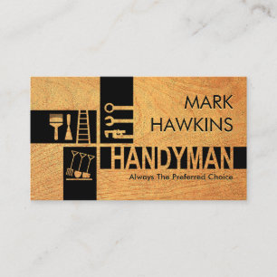 Handyman Tools Silhouette On Wood Business Card