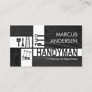 Handyman Tools Silhouette On Wood Business Card