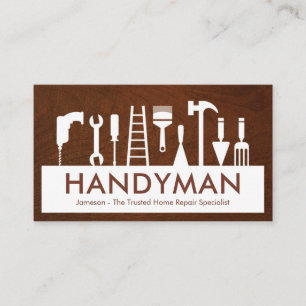 Handyman Tools Silhouette Placard Business Card