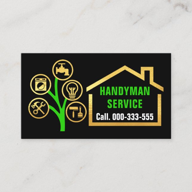 Handyman Tools Tree Building Business Card (Front)