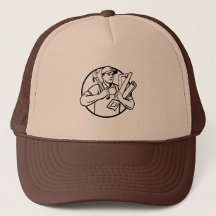 Handyman Tradesman Repairman Carpenter with Tools Trucker Hat