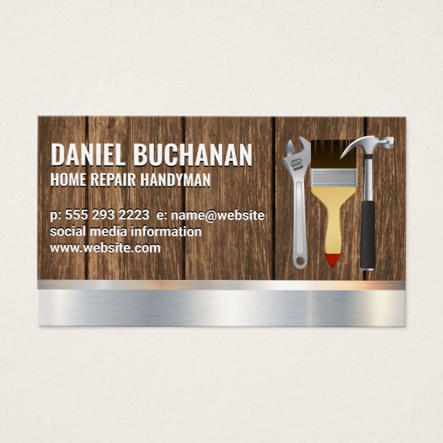 Handyman | Wood Metallic | Wrench Brush Hammer (Front)