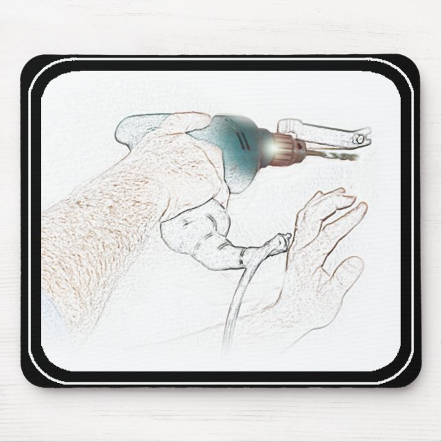Handyman Working Hands Drill (Mr Fix-It) Mouse Pad (Front)