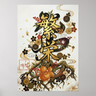Hanei: Prosperity Kanji Art Poster
