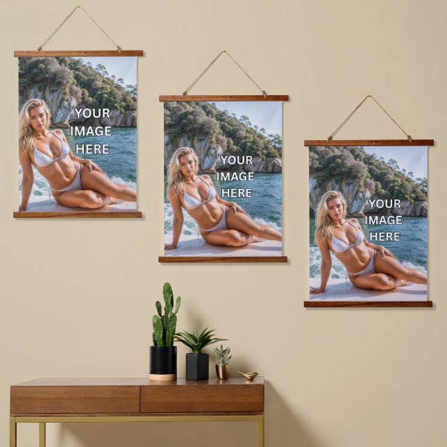 HANG! 🖼️ Custom Tapestry with Wood Top Display (Asymmetrical)