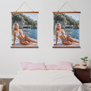 HANG! 🖼️ Custom Tapestry with Wood Top Display