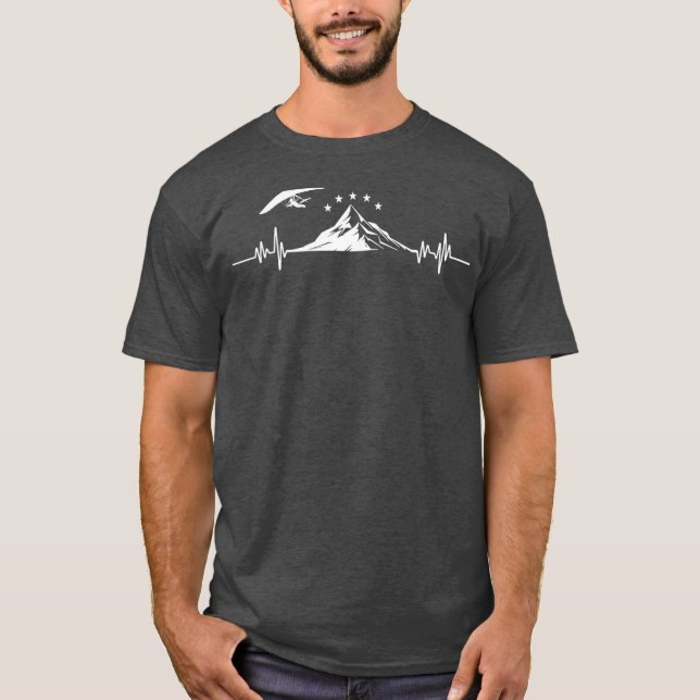 Hang Gliding Pilot Heartbeat Hang Glider EKG T-Shirt (Front)