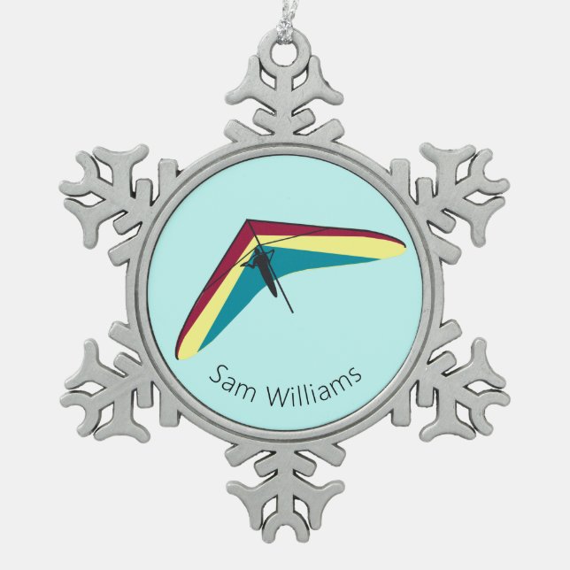 Hang Gliding Snowflake Pewter Christmas Ornament (Front)