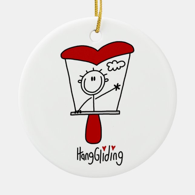 Hang Gliding Stick Figure Ceramic Tree Decoration (Front)